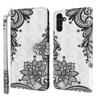 For Samsung Galaxy A14 5G / Diagonal Black Flower