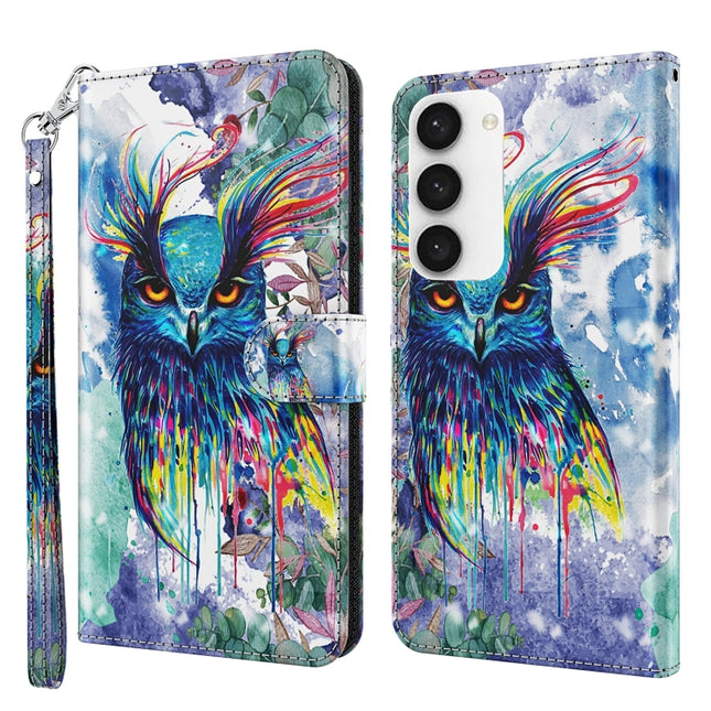 3D Painting Pattern TPU + PU Phone Case, For Samsung Galaxy S23 5G, For Samsung Galaxy S23, For Samsung Galaxy S23+ 5G