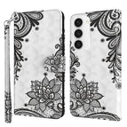 For Samsung Galaxy S23 5G / Diagonal Black Flower