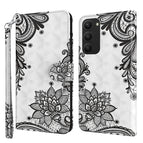 For Samsung Galaxy S23+ 5G / Diagonal Black Flower