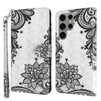 For Samsung Galaxy S23 ultra 5G / Diagonal Black Flower