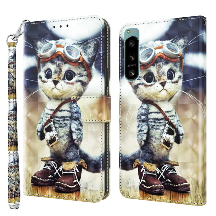 3D Painted Leather Phone Case, For Sony Xperia 5 IV, For Motorola Moto E22