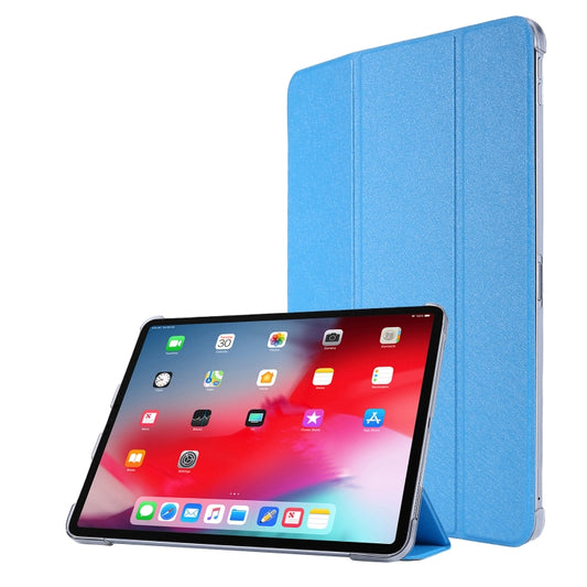 Funda de cuero con tapa horizontal de tres pliegues con textura de seda de TPU y soporte para iPad Pro 11 (2020), iPad Air 13 2024/Pro 12.9 2020