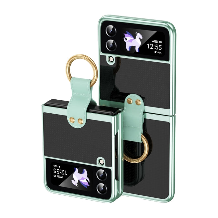 Electroplating Transparent Phone Case with Ring, For Samsung Galaxy Z Flip4 5G, For Samsung Galaxy Z Flip3 5G
