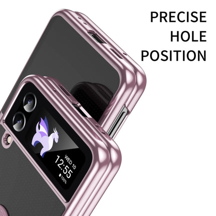 Electroplating Transparent Phone Case with Ring, For Samsung Galaxy Z Flip4 5G, For Samsung Galaxy Z Flip3 5G
