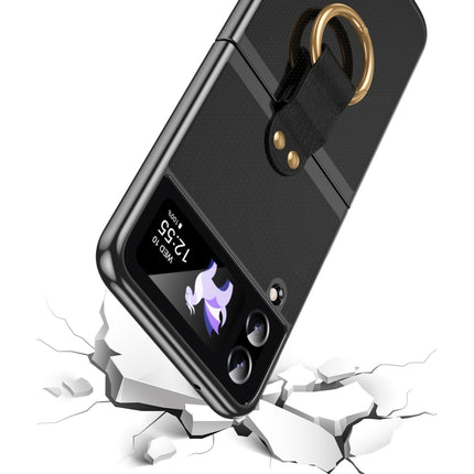 Electroplating Transparent Phone Case with Ring, For Samsung Galaxy Z Flip4 5G, For Samsung Galaxy Z Flip3 5G