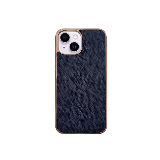 Nano Electroplating Cross Texture Genuine Leather Phone Case, For iPhone 13, For Google Pixel 6 Pro, For Google Pixel 6, For Google Pixel 6a, For Google Pixel 7 5G, For Samsung Galaxy A13 4G