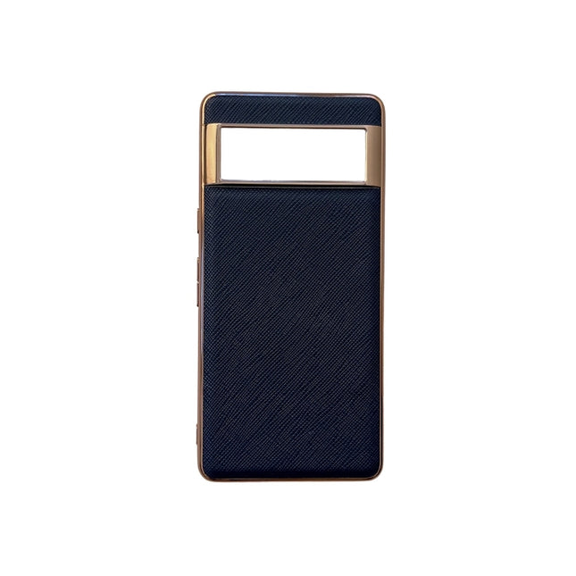 Nano Electroplating Cross Texture Genuine Leather Phone Case, For iPhone 13, For Google Pixel 6 Pro, For Google Pixel 6, For Google Pixel 6a, For Google Pixel 7 5G, For Samsung Galaxy A13 4G