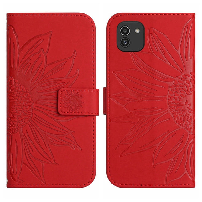 Skin Feel Sun Flower Pattern Flip Leather Phone Case, For Samsung Galaxy A03 166mm, For Samsung Galaxy A03 Core