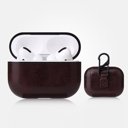Anti-fall Crazy Horse Texture PU Leather Protective Case with Carabiner, For AirPods Pro, For AirPods 1 & 2