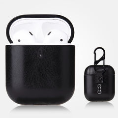 Anti-fall Crazy Horse Texture PU Leather Protective Case with Carabiner, For AirPods Pro, For AirPods 1 & 2