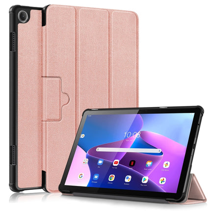 3-folding Magnetic Buckle Custer Texture Leather Smart Tablet Case, For Lenovo Tab M10 10.1 3rd Gen
