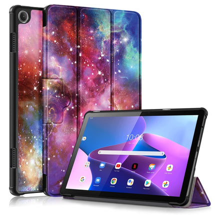 3-folding Magnetic Buckle Coloured Drawing Leather Smart Tablet Case, For Lenovo Tab M10 10.1 3rd Gen