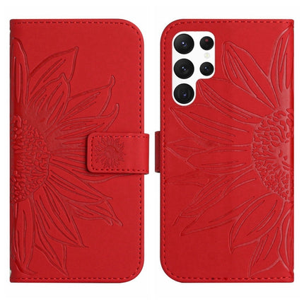 Skin Feel Sun Flower Pattern Flip Leather Phone Case, For Samsung Galaxy S22 Ultra 5G, For Samsung Galaxy S22+ 5G
