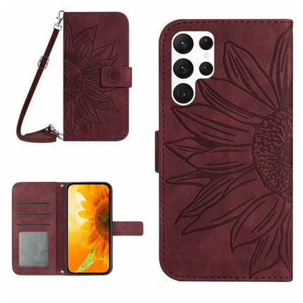 Skin Feel Sun Flower Pattern Flip Leather Phone Case, For Samsung Galaxy S22 Ultra 5G, For Samsung Galaxy S22+ 5G