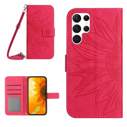 Skin Feel Sun Flower Pattern Flip Leather Phone Case, For Samsung Galaxy S22 Ultra 5G, For Samsung Galaxy S22+ 5G