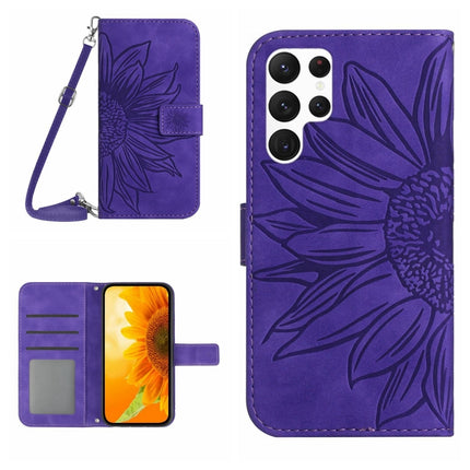 Skin Feel Sun Flower Pattern Flip Leather Phone Case, For Samsung Galaxy S22 Ultra 5G, For Samsung Galaxy S22+ 5G