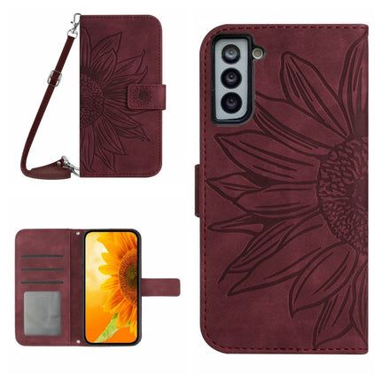 Skin Feel Sun Flower Pattern Flip Leather Phone Case, For Samsung Galaxy S22 Ultra 5G, For Samsung Galaxy S22+ 5G