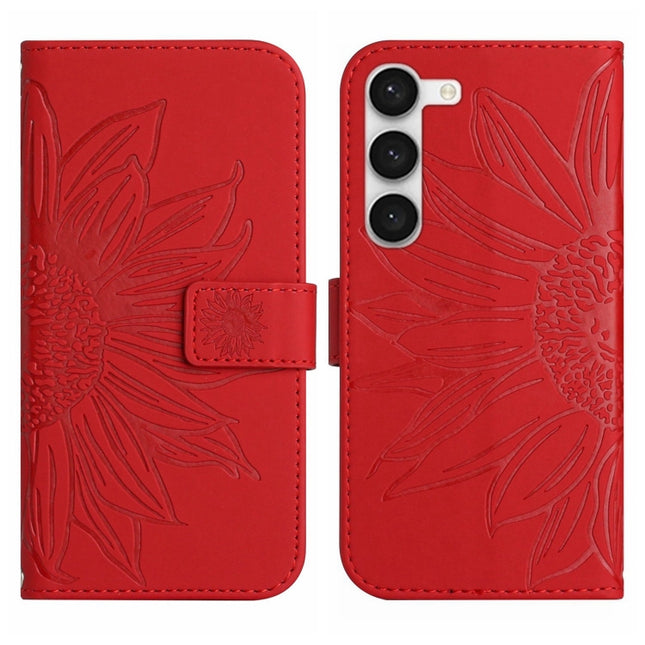 Skin Feel Sun Flower Pattern Flip Leather Phone Case, For Samsung Galaxy S23 5G, For Samsung Galaxy S23 Ultra 5G