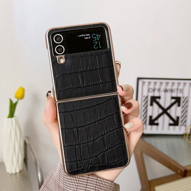 Crocodile Texture Genuine Leather Electroplating Phone Case, For Samsung Galaxy Z Flip4 5G, For Samsung Galaxy Z Fold3 5G, For Samsung Galaxy Z Fold4 5G, For Xiaomi Mix Fold 2, For Google Pixel 7, For Google Pixel 6