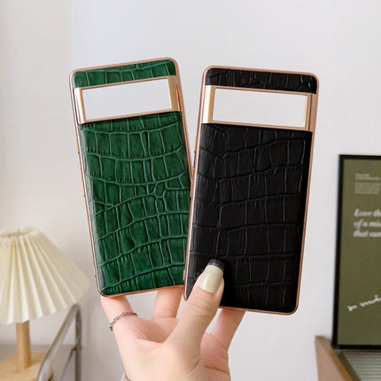 Crocodile Texture Genuine Leather Electroplating Phone Case, For Google Pixel 6 Pro, For Google Pixel 6a