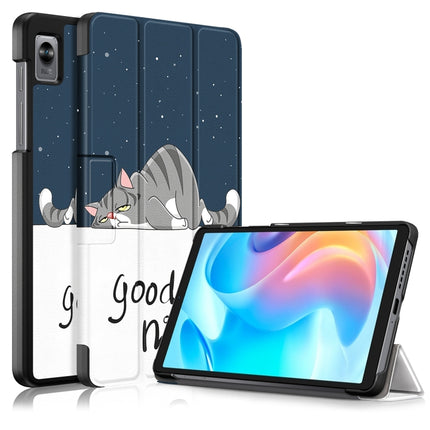 3-folding Magnetic Buckle Coloured Drawing Leather Tablet Case, For Realme Pad Mini 8.7, For OPPO Pad 11 inch