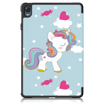 3-folding Magnetic Buckle Coloured Drawing Leather Tablet Case, For Realme Pad Mini 8.7, For OPPO Pad 11 inch