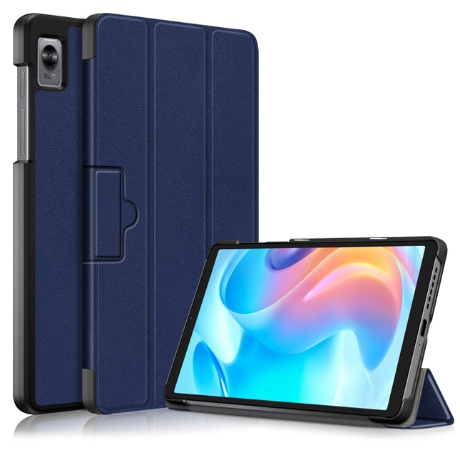 3-folding Magnetic Buckle Custer Texture Leather Tablet Case, For Realme Pad Mini 8.7, For OPPO Pad 11 inch