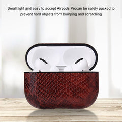 Anti-fall Snakeskin Texture PU Leather Protective Case with Carabiner, For AirPods Pro, For AirPods 1 & 2