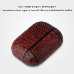 Anti-fall Snakeskin Texture PU Leather Protective Case with Carabiner, For AirPods Pro, For AirPods 1 & 2