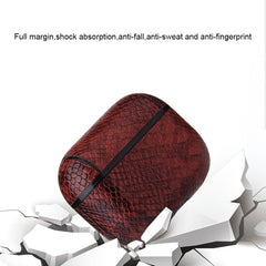 Anti-fall Snakeskin Texture PU Leather Protective Case with Carabiner, For AirPods Pro, For AirPods 1 & 2