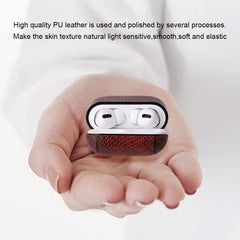 Anti-fall Snakeskin Texture PU Leather Protective Case with Carabiner, For AirPods Pro, For AirPods 1 & 2