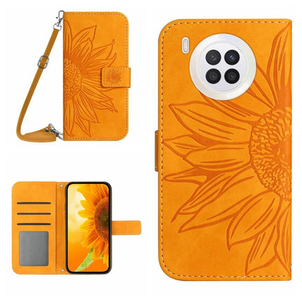 Skin Feel Sun Flower Pattern Flip Leather Phone Case, For Honor 9X Lite, For Honor 50 Lite