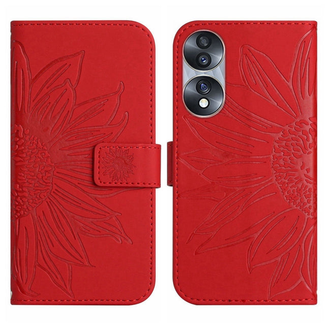 Skin Feel Sun Flower Pattern Flip Leather Phone Case, For Honor 70, For Honor 70 Pro+