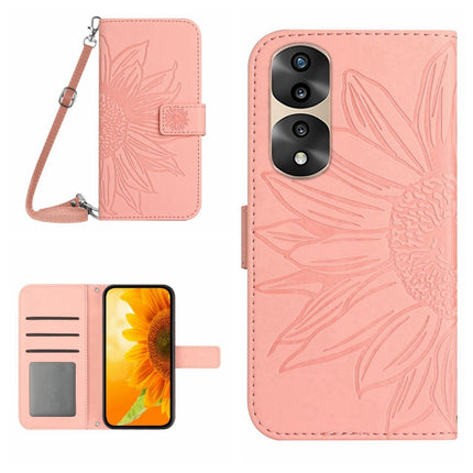 Skin Feel Sun Flower Pattern Flip Leather Phone Case, For Honor 70, For Honor 70 Pro+