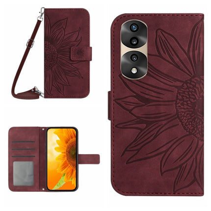 Skin Feel Sun Flower Pattern Flip Leather Phone Case, For Honor 70, For Honor 70 Pro+
