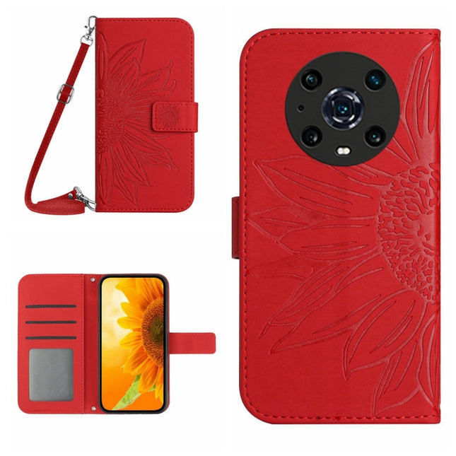 Skin Feel Sun Flower Pattern Flip Leather Phone Case, For Honor Magic4 Pro, For Huawei P20