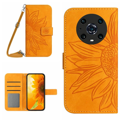 Skin Feel Sun Flower Pattern Flip Leather Phone Case, For Honor Magic4 Pro, For Huawei P20