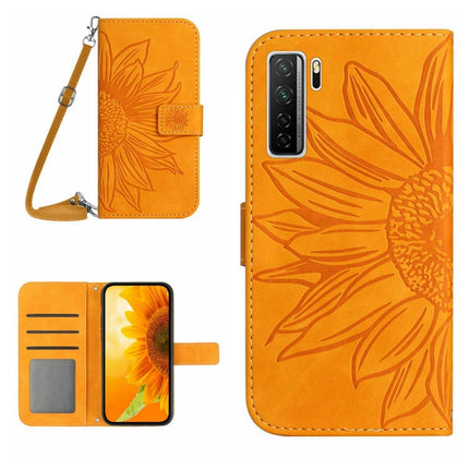 Skin Feel Sun Flower Pattern Flip Leather Phone Case, For Huawei P40 Lite, For Huawei P40 Lite 5G