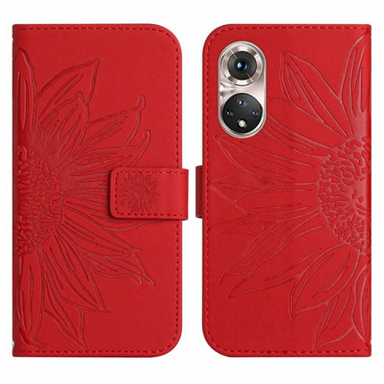 Skin Feel Sun Flower Pattern Flip Leather Phone Case, For Huawei P50 Pro