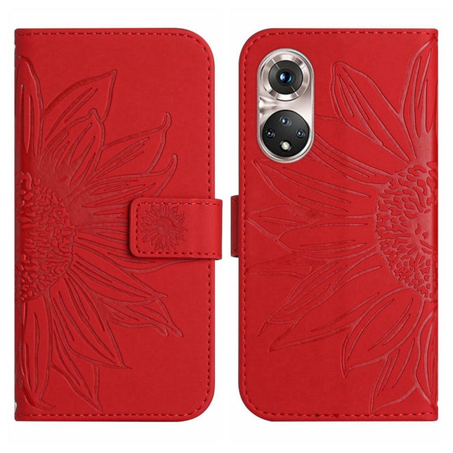 Skin Feel Sun Flower Pattern Flip Leather Phone Case, For Huawei P50 Pro