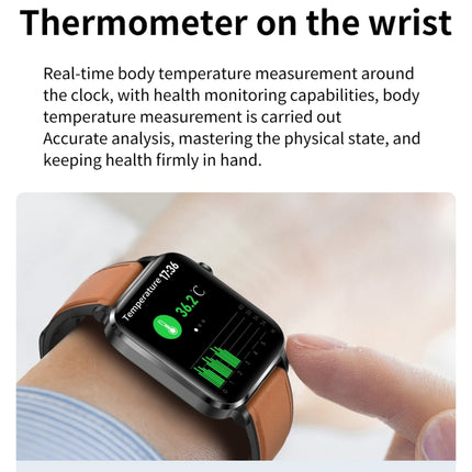 F100 1.7 inch HD Square Screen TPU Strap Smart Watch Supports Body Temperature Monitoring/Blood Oxygen Monitoring