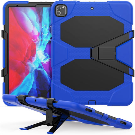 For iPad Pro 12.9 inch (2020) Shockproof Colorful Silicon + PC Protective Case with Holder & Shoulder Strap & Hand Strap & Pen Slot