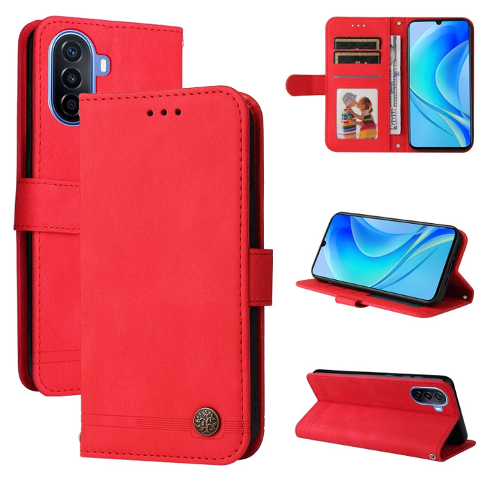 Skin Feel Life Tree Metal Button Leather Phone Case, For Huawei nova Y70 / Y70 Plus / Enjoy 50, For Huawei nova Y90 / Enjoy 50 Pro, For Honor X8 5G / X6, For OPPO A17
