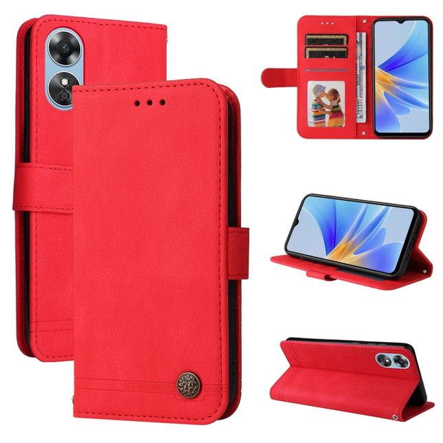 Skin Feel Life Tree Metal Button Leather Phone Case, For Huawei nova Y70 / Y70 Plus / Enjoy 50, For Huawei nova Y90 / Enjoy 50 Pro, For Honor X8 5G / X6, For OPPO A17