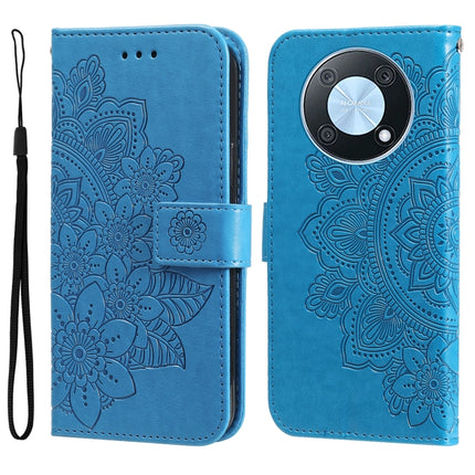 7-petal Flowers Embossing Leather Phone Case, For Huawei nova Y70 / Y70 Plus / Enjoy 50, For Huawei nova Y90 / Enjoy 50 Pro, For Honor X8 5G / X6, For OPPO A17