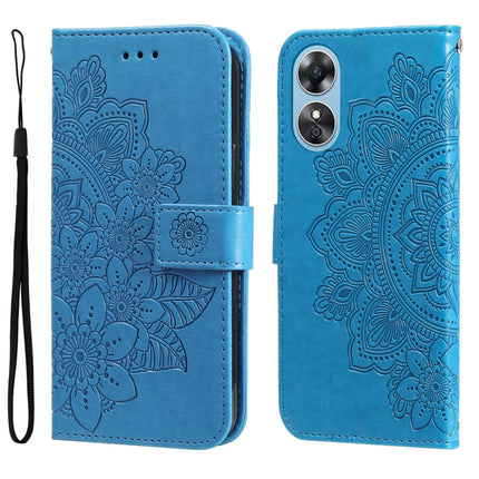 7-petal Flowers Embossing Leather Phone Case, For Huawei nova Y70 / Y70 Plus / Enjoy 50, For Huawei nova Y90 / Enjoy 50 Pro, For Honor X8 5G / X6, For OPPO A17