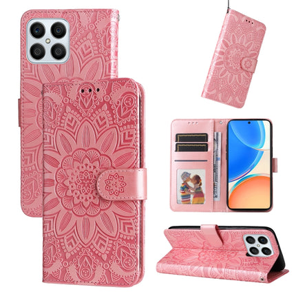 Embossed Sunflower Leather Phone Case, For Huawei nova Y70 / Y70 Plus / Enjoy 50, For Huawei nova Y90 / Enjoy 50 Pro, For Honor X8 5G / X6, For OPPO A17
