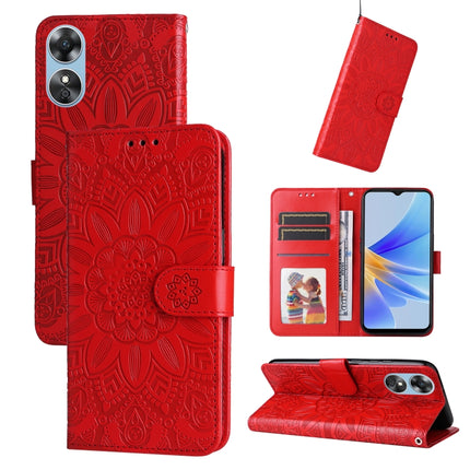 Embossed Sunflower Leather Phone Case, For Huawei nova Y70 / Y70 Plus / Enjoy 50, For Huawei nova Y90 / Enjoy 50 Pro, For Honor X8 5G / X6, For OPPO A17