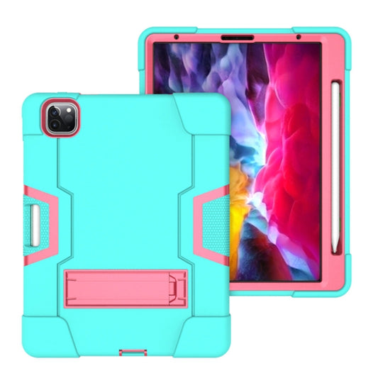 Para iPad Pro de 11 pulgadas (2020) Estuche protector de silicona + PC a prueba de golpes con diseño de robot de color en contraste con soporte y ranura para lápiz, para iPad Pro de 11 pulgadas 2021/2020